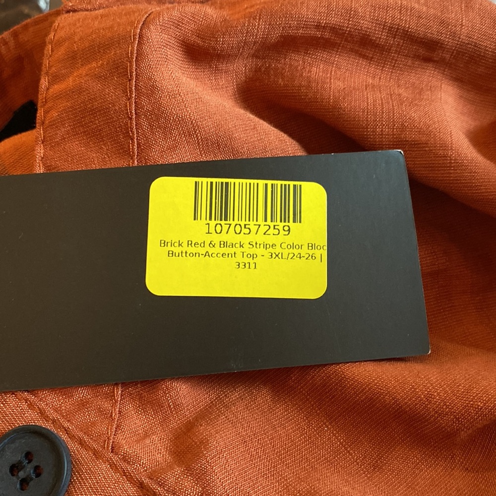 New Romanissa Brown & Black Stripe Short-Sleeve Notch Neck Top size 24-26 - Picture 3 of 11